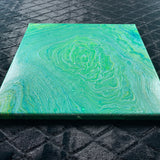 "Rain Forest" Tree Ring Acrylic Pour Art