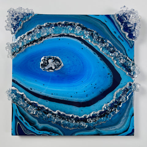 "Aqua Dreams" Geode Acrylic Pour Art