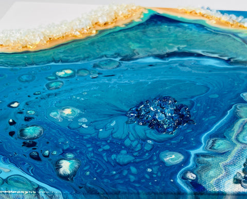 "Serenity Island" Geode Acrylic Pour Art