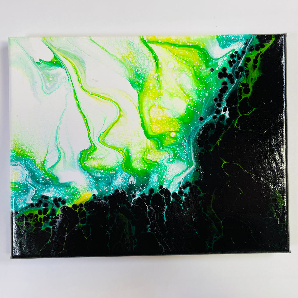 Green buy abstract pour painting