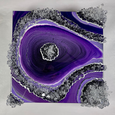Amethyst Geode Acrylic Pour Art